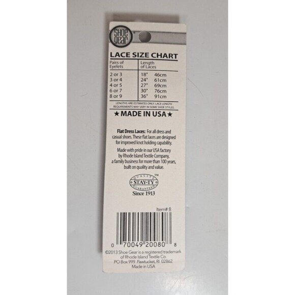 Shoe Gear Stay-Ty Flat Dress Laces 27" Inches Black 2 Pair Made In USA - Picture 2 of 2